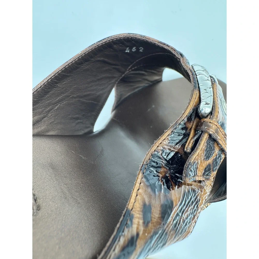 Brighton Summer Leopard Print Wedge Sandals Women's Size 9M Italy Silver - Picture 11 of 12